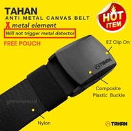TAHAN Nylon Belt Lelaki Airport Friendly Adjustable Travel Outdoor Lightweight Belt GREENWOOD