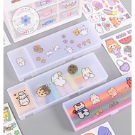 Plastic pen box, matte white plastic, student pen box, office box (Comes with a lovely sticker)