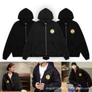 DREW Smiley Face Autumn Winter Loose Men Couple Zipper Hooded Sweatshirt Jacket