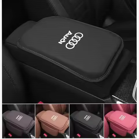 Car Armrest Box Pad Leather Auto Armrest Mat Car Accessories For Audi Sline A8 A6 Q5 A1 A2 A3 A4 A5 