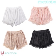 ANEMONE Safety Shorts Thin Satin Safety Pants Women Cool Summer Pajamas Shorts
