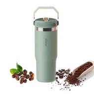 Tumbler with Straw, Vacuum Insulated Water Bottle, 900ML, Large Capacity, Water Bottle, 2 Layer Structure, One-Touch, Insulated, Cold, Easy to Wash, Wide Mouth, Stainless Steel, Thermal Mug, with Lid, Portable Carrying Handle, Direct Drinking, Thermal Mu