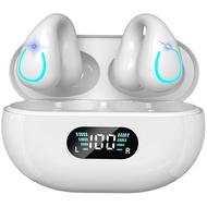 Open Ear Bone Conduction Headphones, Bluetooth Wireless Clip On Earbuds with Digital Display Chargin
