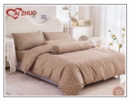 ชุดผ้าปูที่นอน AI ZHUO ผ้านวม ครบชุด6ชิ้น (ผ้าปู+ผ้านวม+ปลอกหมอน) ขนาด -6ฟุต {มีเก็บปลายทาง} ลายสวยน