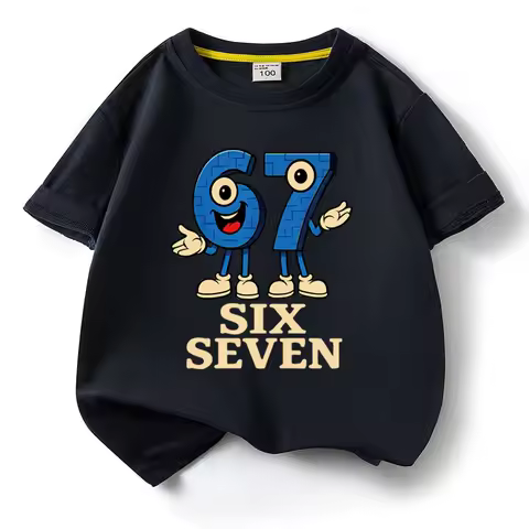 Funny 67 Girls t-shirt Kids Short Sleeve Tee t shirt 67 Six Seven Funny Number Boys Girls Cotton Top