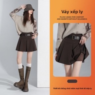 La Chapelle | Chân Váy A-Line Ngắn Xám Nỉ Xếp Ly Cao Waisted