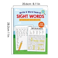 220 Sight Words Learning Workbook with Answer Key Educational Handwriting Sight Words Search Games f