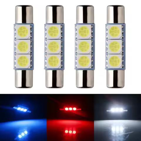 8pcs Xenon White LED Bulbs 3SMD LED Bulb Sun Visor Makeup Mirror Fuse Light F30-WHP 6614F 6615F 6614