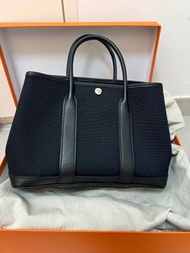 Hermes Garden Party 30 Canvas Noir 帆布全黑