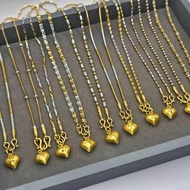 Necklace 2 Kings 1 Baht + Gold Heart Pendant