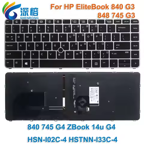 Laptop US Keyboard Backlight For HP EliteBook 840 G3 848 745 G3 840 G4 745 G4 ZBook 14u G4 HSN-I02C-