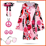 Retro Hippie Flower Power Costume Dress Headband 60s 70s Disco Dancer