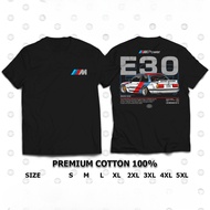 BMW E30 Racing Black T-Shirt Classic Car Pattern For Fans