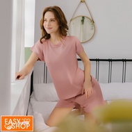 【EASY SHOP】Audrey-森眠衣-智能波纖維舒緩心緒涼感上衣+短褲睡衣-粉/ M