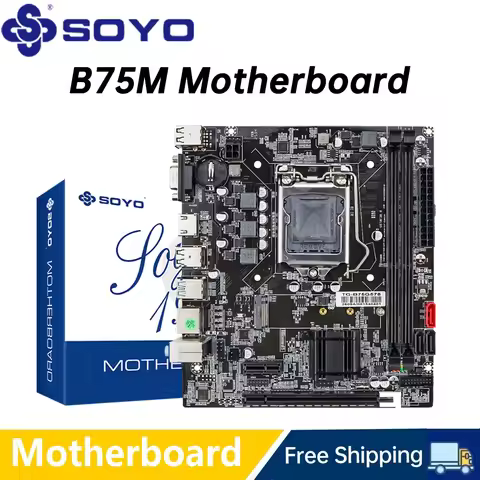 SOYO B75M Motherboard M.2 NVME PCIEx16 DVI Supports Dual-channel DDR3 RAM Intel Core 2/3 Gen CPU LGA