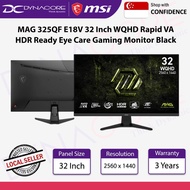 MSI MAG 325QF E18V 32 Inch WQHD Rapid VA 2560 x 1440 180Hz 0.5ms HDR Eye Care Gaming Monitor Black