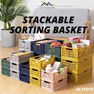 {SG} Stackable Storage Basket Collapsible Storage Box 22cm 30cm 42cm Collapsible Crate Sorting Baske