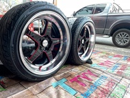 (ไม่ล้น) ล้อแม็ก ขอบ 18 สี แดง 5/114 กว้าง 8.5 ทั้ง 4 วง พร้อมยาง 235/40R18  ( เส้น แม็ก4 ยาง 4 )