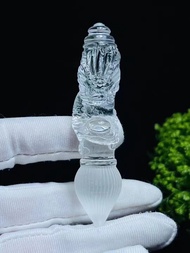 天然白水晶文昌笔吊坠 Natural crystal nine-tailed fox + Wenchang pen pendant (all sizes please contact custome