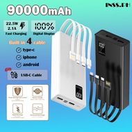 INSS.PH Powerbank Original 90000mah 120000mah 150000mah 50000mah With 4 Cables Fast Charging 2 intpu