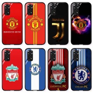 For Redmi note 11/ Note 11 pro European Football Clubs Series Manchester United Barcelona Liverpool Chelsea Arsenal Juventus Bayern Tempered Glass Phone Case Back Casing Cover