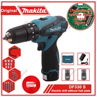 Makita DF330 Cordless Electric Drill 2 bateri kuasa tinggi gerudi elektrik pelbagai fungsi pemutar skru boleh dicas semula lihat alat kuasa rumah Set elektrik komersial