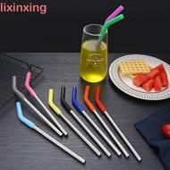 LIXINXING 2Pcs Metal Straw, Reusable 8mm Stainless Steel Straw, Bar Accessories With Silicone Tip Smooth Surface Detachable Stanley Cup Straw Juice