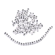 St.kunkka 100Pcs 6mm Letter Beads Acrylic Beads White Alphabet Beads Letter For Jewelry Making