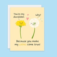 Dandelion Lover Anniversary Card You Make My Dreams Come True Love Card Cute