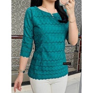 PIPO ATASAN BLUS KATUN BOLONG/ATASAN KATUN BANGKOK MOTIF BUNGA WANITA TANGAN LURUS