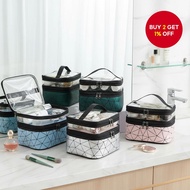New Lingge Two Tier Makeup Pouch Handheld Travel Skincare Bag Large Capacity Toiletries Bag  Beg Kos