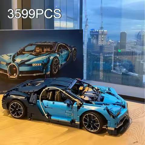 3599Pcs Italian Blue Super Racing Car High-Tech Buga 1:8 Model Building Blocks Gift