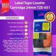 Label Tape TZE-651 24MM Black On Yellow Brother PTE800T E850TKW P710BT Printer Brother PTD600, PTE50