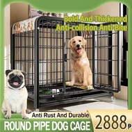 Square Tube Dog Cage Pet Cage Large Metal Dog Cage Crates with Bathroom Partition for Easy Installation Large Space with Four Wheeled Large Dog Cage Free Space Dog Cage