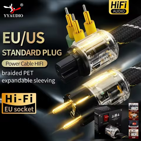 YYAUDIO Hi-End copper AC power cable hifi audio US/EU power cord pure copper power cable with P-029/