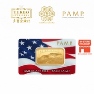 TURBO [1OZ] PAMP America the Free; Bald Eagle Gold Bar 9999Gold
