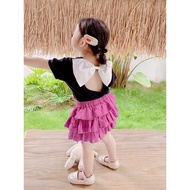 Set áo khoét lưng kèm nơ + cv xoè cho bé gái