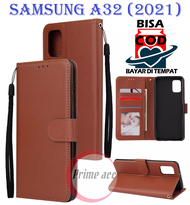 LEATHER CASE FLIP UNTUK SAMSUNG A32 (2021) / FLIP WALLET KULIT UNTUK SAMSUNG A32 (2021) / SARUNG DOM