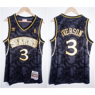NBA CLASSIC HWC BLACK TOILE SIXERS 3 JERSI BOLA KERANJANG ALLENIVERSON MITCHELL&NESS