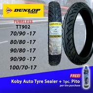 DUNLOP TT902 Tubeless Tires  ( 70/90-17 , 80/80-17 , 90/80-17 , 90/90-17 , 100/70-17 ) free Koby tire sealant and pito