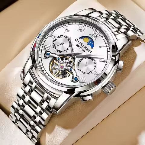 GUANQIN Watches for Man Mechanical Automatic Waterproof Skeleton Tourbillon Sports Watch Fashion Tre