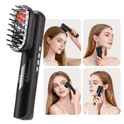 4-in-1 Multi-Functional Beauty Device Handheld Electric Scalp Massage Comb Hair Care Comb Facial Ski