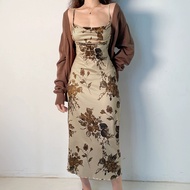 summer outfit women green korean style floral beach tube fitted long dress for woman elegant casual