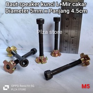 10.pcs Baut speaker+mur cakar L hitam M5 panjang 45cm baja kunci L kepala bulat Baut mur cakar speak