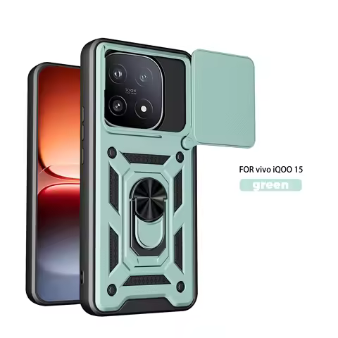 Rugger Armor Shockproof Hard Cover For iQoo 15 5G,Camera Lens Protector Hard Plastic Case with Ring
