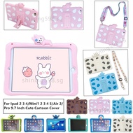 Cute Cartoon Soft Kids Protective Cover IPad 2 3 4 9.7'' Mini1 2 3 4 5 7.9 Inch With Lanyard Bracket Tablet Case+Gift