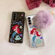 GANTUNGAN Pretty Case Princess Ariel Sea Water Fish With Fur Chain Fur Hanger hp Charm Casing For Sa