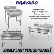 【1.2M/4FT】🔥Ready Stock🔥304 STAINLESS STEEL KITCHEN SINK Commercial Sink Heavy Duty Bracket Sink / Ve