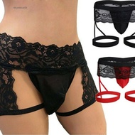 Sexy Lingerie T-back Thong G-String Mens Pouch Lace-Underwear/Jockstrap Briefs