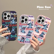 Cartoon Funny Cute Stitch Couples Case for Oppo A38 A96 A3s A57 A9 A5s A58 A18 A55 A7 A98 A77s A77 A12 A76 A17 A16 A78 A53 A52 A16s A1K A31 A74 A17k Reno 5 5F Metal Lens Soft Cover
